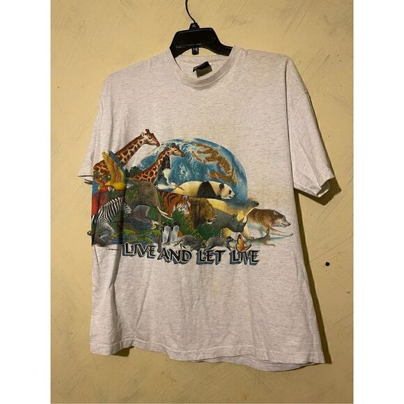 Animal Tee X Vintage Live and Let Live Wildlife Animals Earth shirt Habitat XCIl - Picture 2 of 15